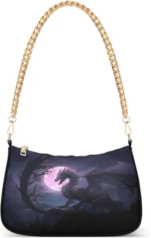 Shoulder Bags for Women Fire Water Dragon Hobo Tote Handbag Small Clutch Purse with Zipper Closure