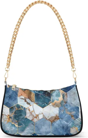 Shoulder Bags for Women Hexagonal Tile Hobo Tote Handbag Small Clutch Purse with Zipper Closure
