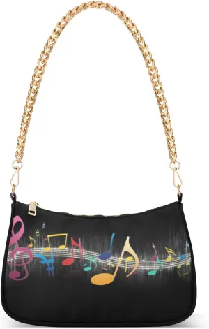 Shoulder Bags for Women Music Notes Piano Hobo Tote Handbag Small Clutch Purse with Zipper Closure