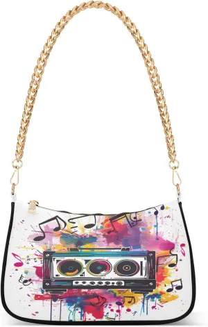 Shoulder Bags for Women Music Notes Piano Hobo Tote Handbag Small Clutch Purse with Zipper Closure