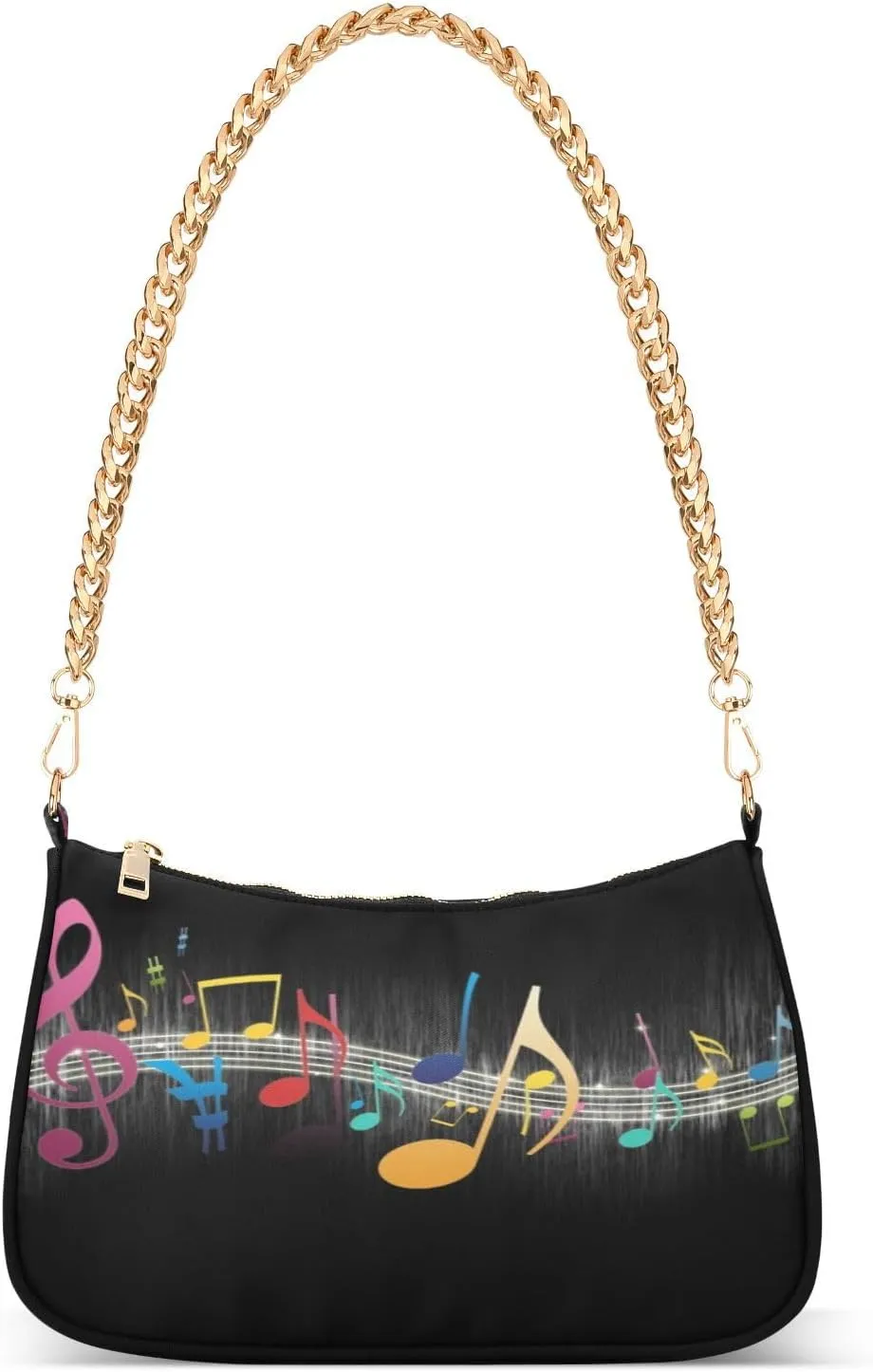 Shoulder Bags for Women Music Notes Piano Hobo Tote Handbag Small Clutch Purse with Zipper Closure