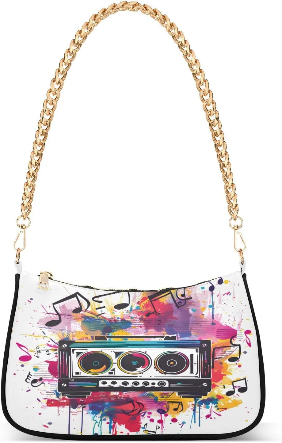Shoulder Bags for Women Music Notes Piano Hobo Tote Handbag Small Clutch Purse with Zipper Closure