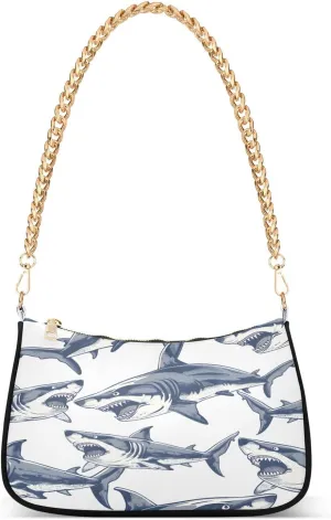 Shoulder Bags for Women Shark Hobo Tote Handbag Small Clutch Purse with Zipper Closure