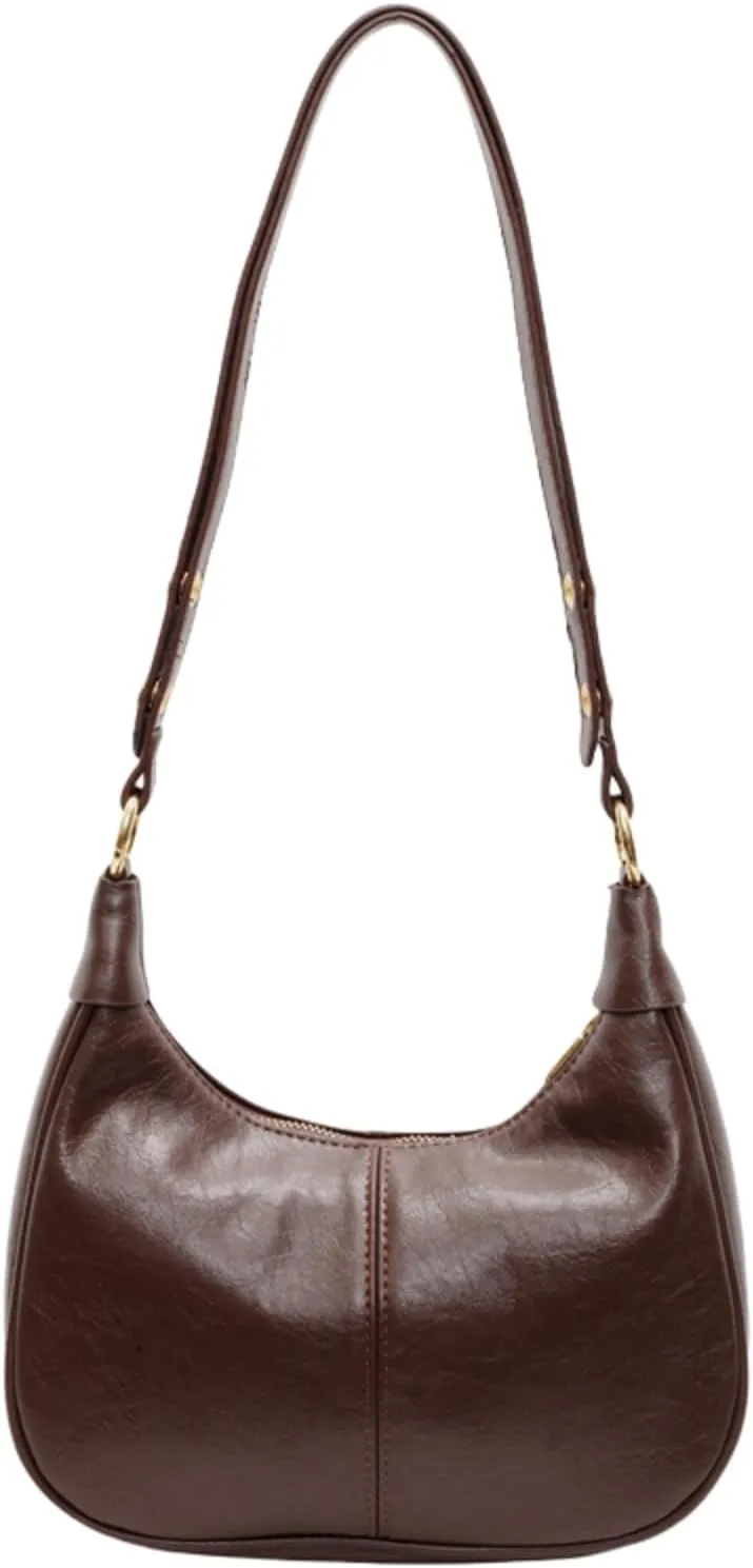 Shoulder Bags for Women, Small Hobo Crescent Handbags Cute Retro Tote Purse Mini Shoulder Clutch with Zipper Closure