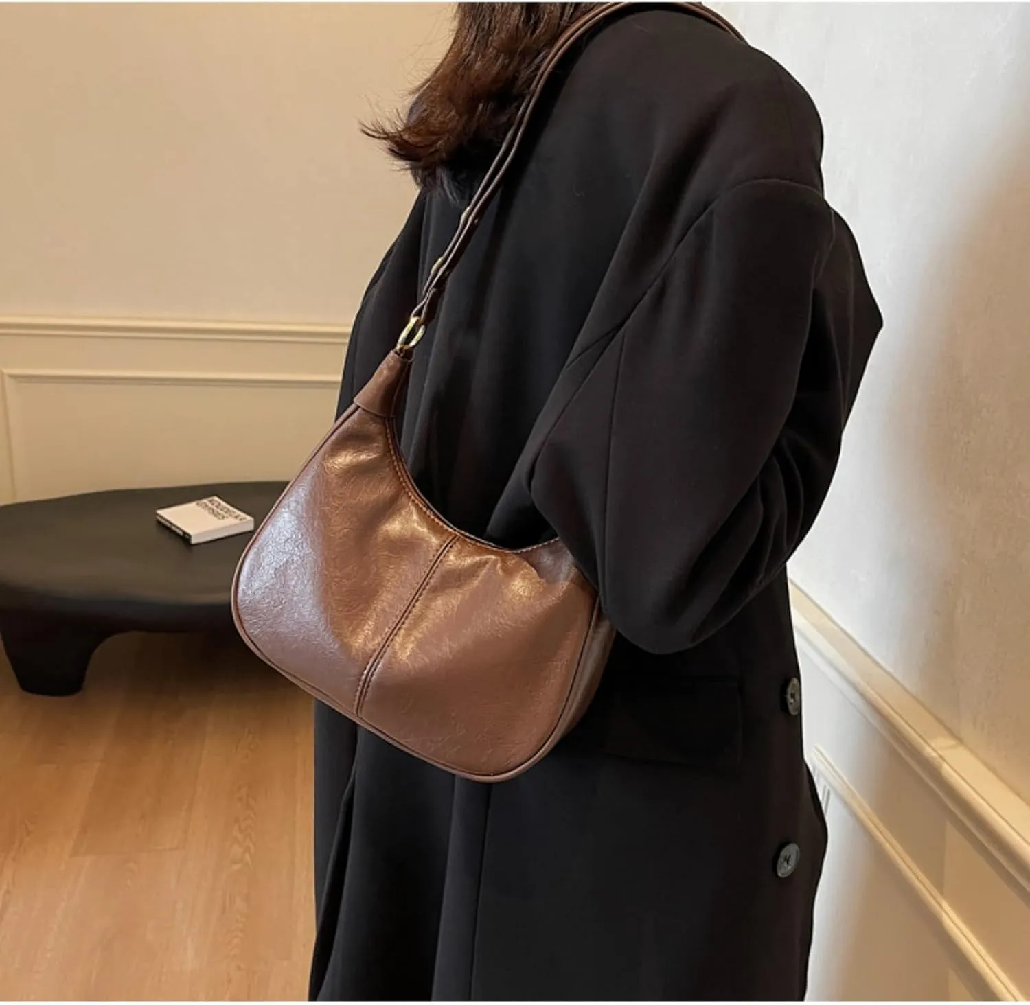Shoulder Bags for Women, Small Hobo Crescent Handbags Cute Retro Tote Purse Mini Shoulder Clutch with Zipper Closure