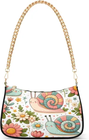 Shoulder Bags for Women Snail Hobo Tote Handbag Small Clutch Purse with Zipper Closure