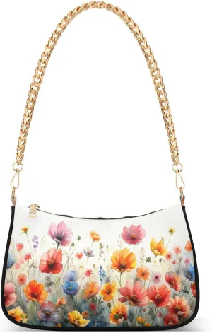 Shoulder Bags for Women Spring Flower Garden Hobo Tote Handbag Small Clutch Purse with Zipper Closure