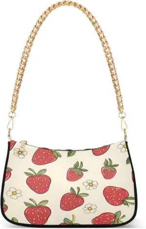 Shoulder Bags for Women Strawberry Hobo Tote Handbag Small Clutch Purse with Zipper Closure
