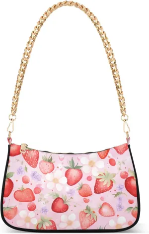 Shoulder Bags for Women Strawberry Hobo Tote Handbag Small Clutch Purse with Zipper Closure