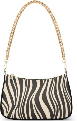 Shoulder Bags for Women Zebra Print Wave Seamless Hobo Tote Handbag Small Clutch Purse with Zipper Closure