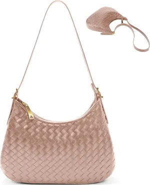 Shoulder Handbags for Women Crossbody Woven Leather Tote Shoulder Bag Purse Hobo Lightweight With Zipper Adjustable Strap