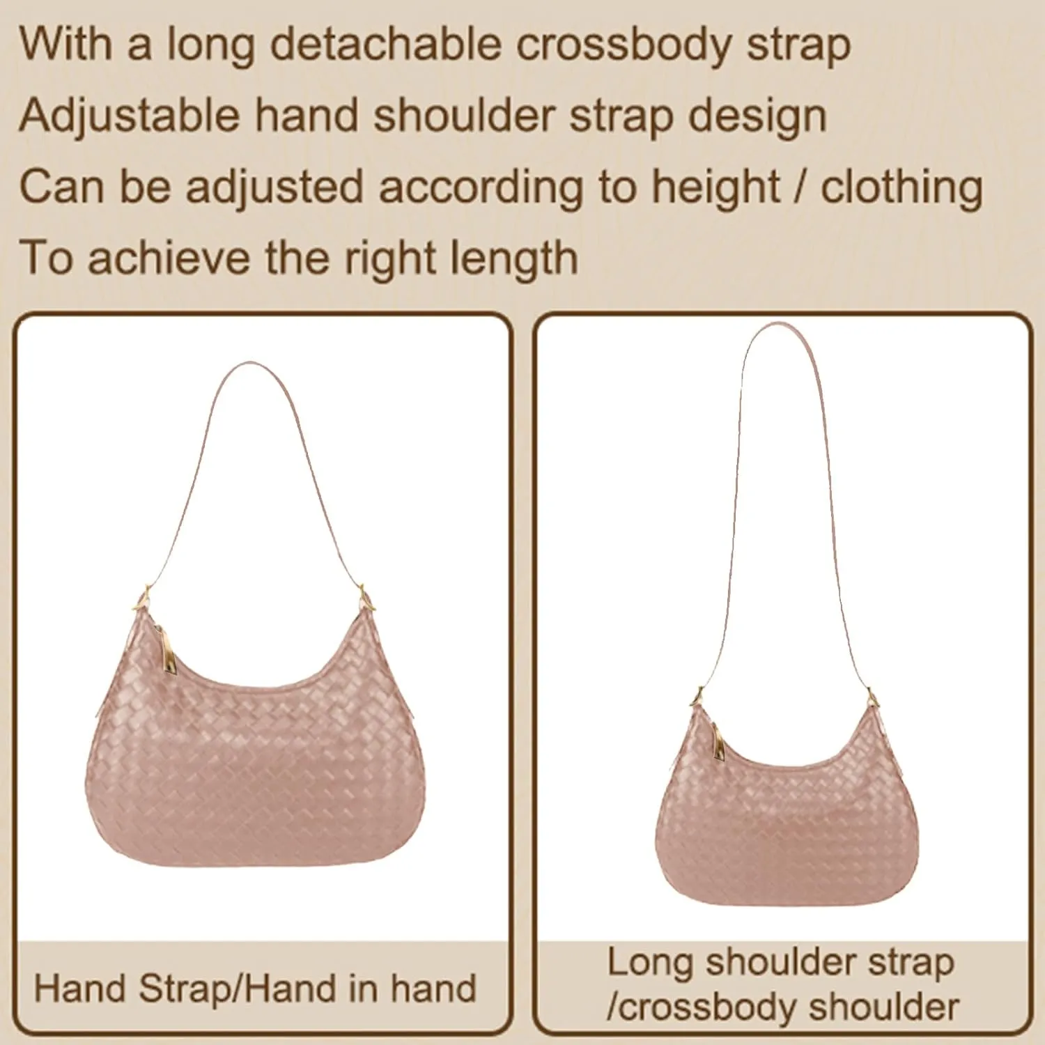 Shoulder Handbags for Women Crossbody Woven Leather Tote Shoulder Bag Purse Hobo Lightweight With Zipper Adjustable Strap