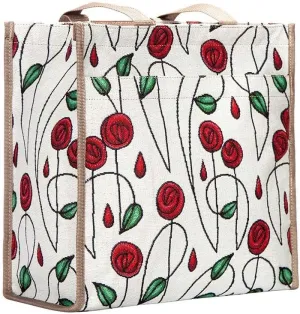 Signare Charles Rennie Mackintosh Rose Art Nouveau Groceries Shopping Tote Bags for Women SHOP-RMSP