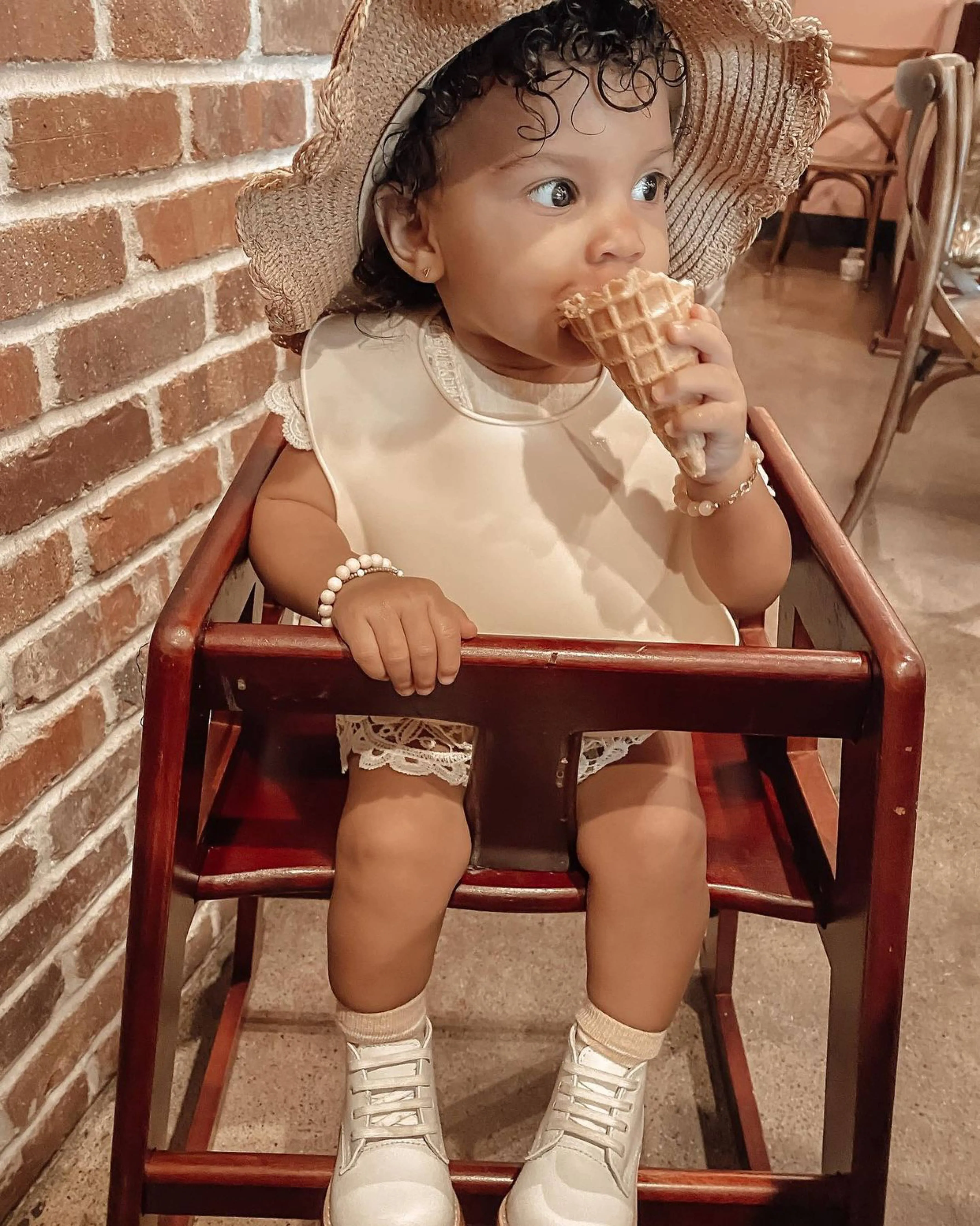 Silicone Baby Bib Roll Up & Stay Closed | Sand