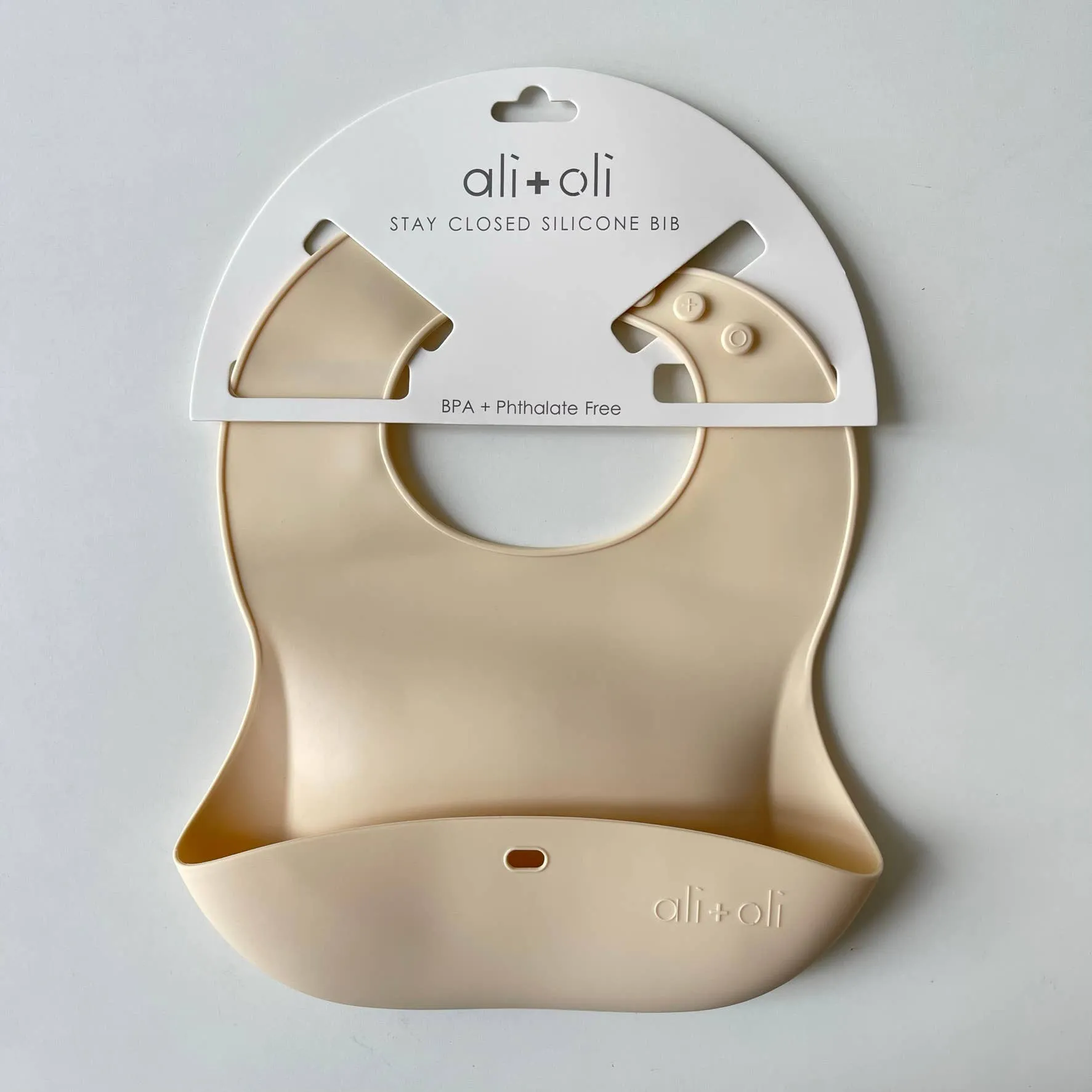 Silicone Baby Bib Roll Up & Stay Closed | Sand