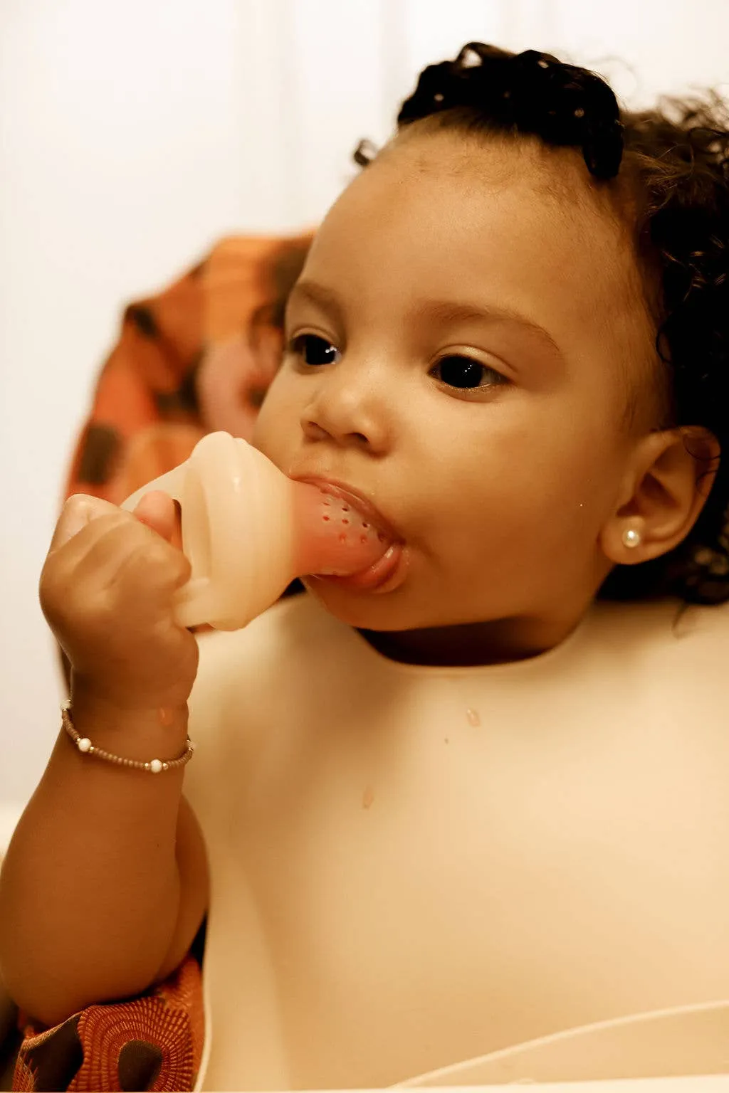 Silicone Baby Bib Roll Up & Stay Closed | Sand