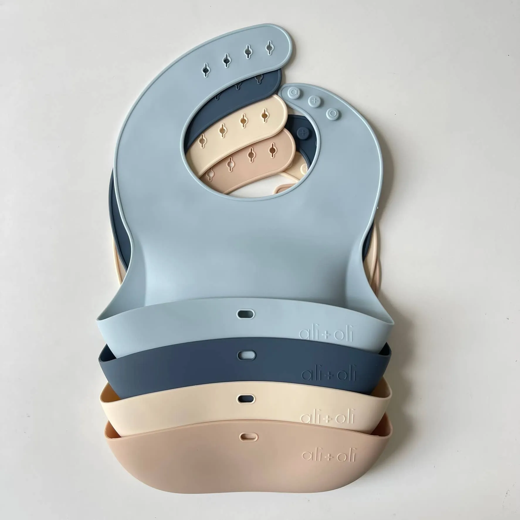 Silicone Baby Bib Roll Up & Stay Closed | Sand