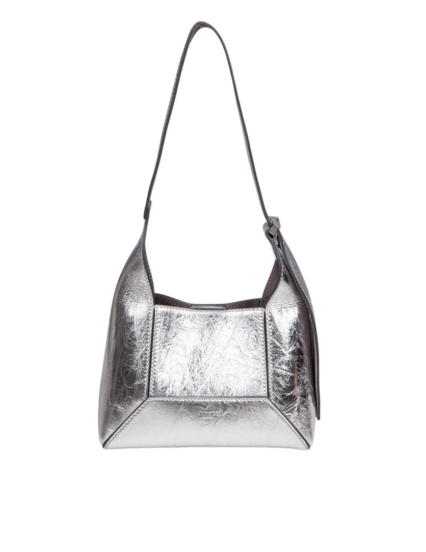 Silver Leather Diamond Hobo/S Shoulder Bag