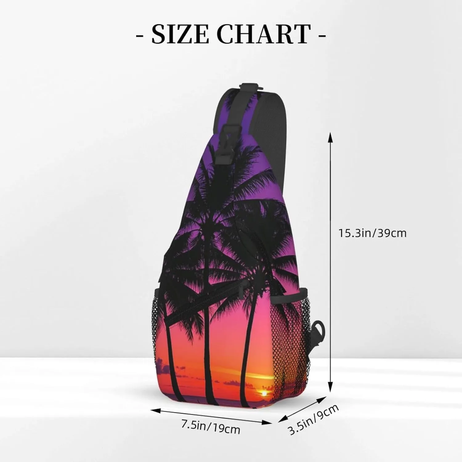 Sling Bag for Men Women Crossbody Backpack Palm Trees Sunset Crossbody Bag Chest Bag for Travel Sport