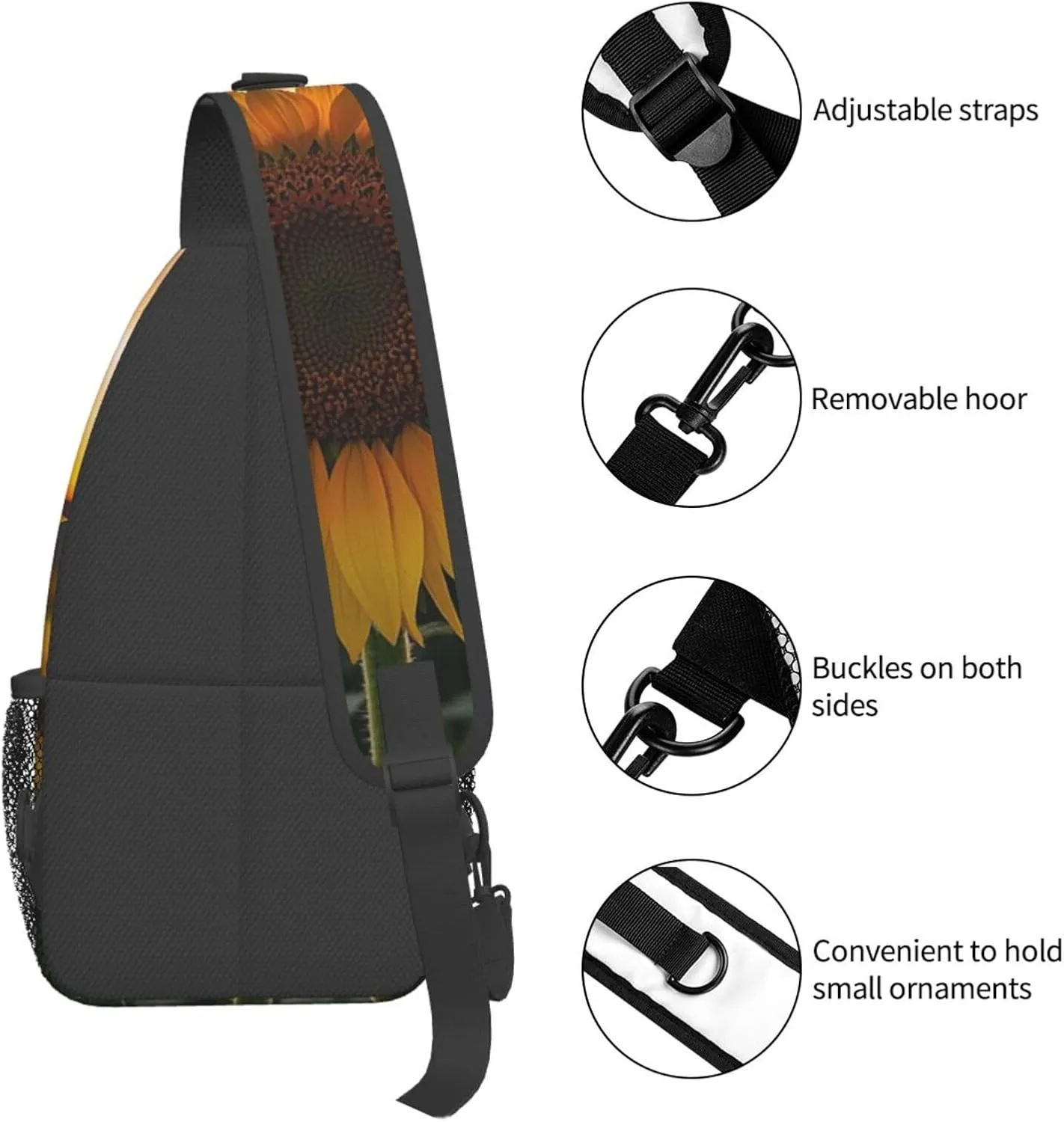 Sling Bag for Men Women Crossbody Backpack Sunflower Field Sunset Crossbody Bag Chest Bag for Travel Sport