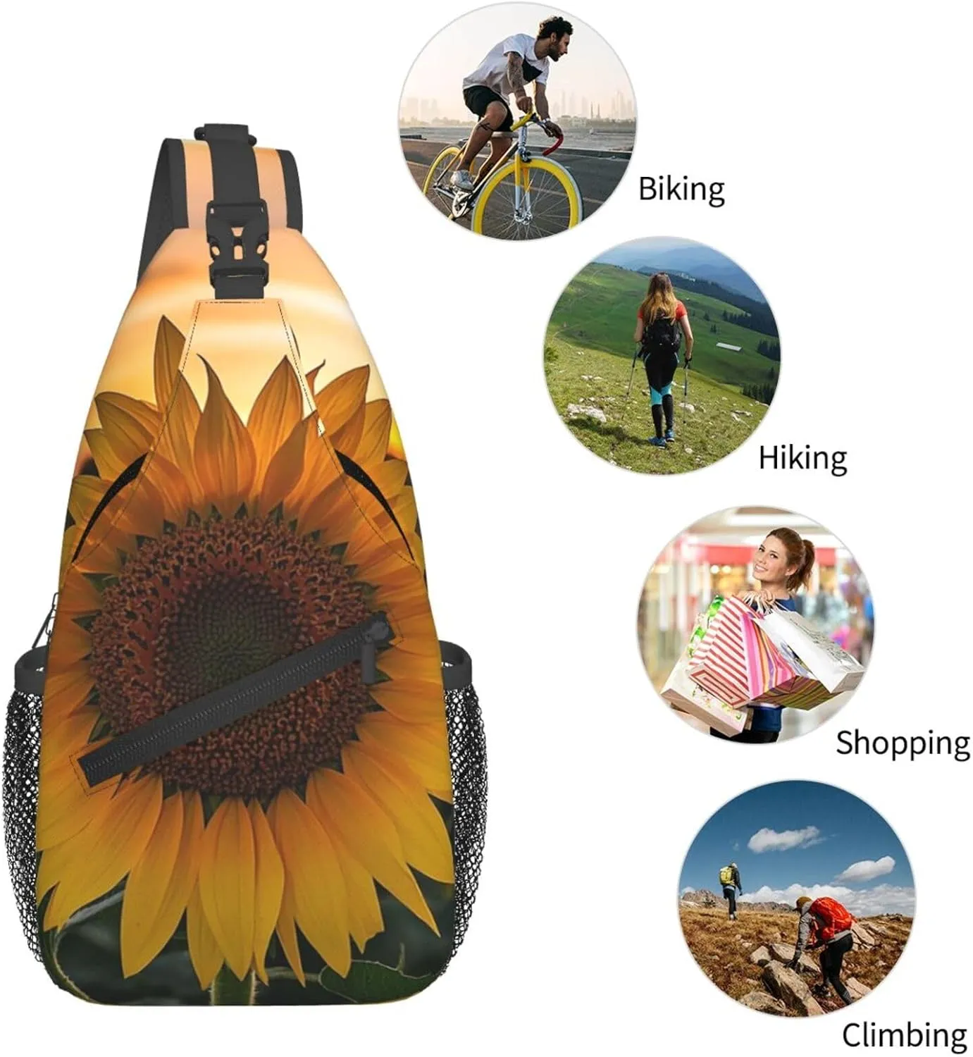 Sling Bag for Men Women Crossbody Backpack Sunflower Field Sunset Crossbody Bag Chest Bag for Travel Sport