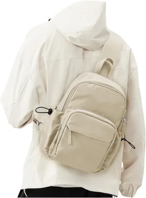 Sling Crossbody Bag for Men Women, Tactical Backpack Shoulder Daypack Mini Anti-Theft Motorcycle Chest Bags, Small One Strap Backpack for Casual Travel Hiking Outdoor Sports Khaki