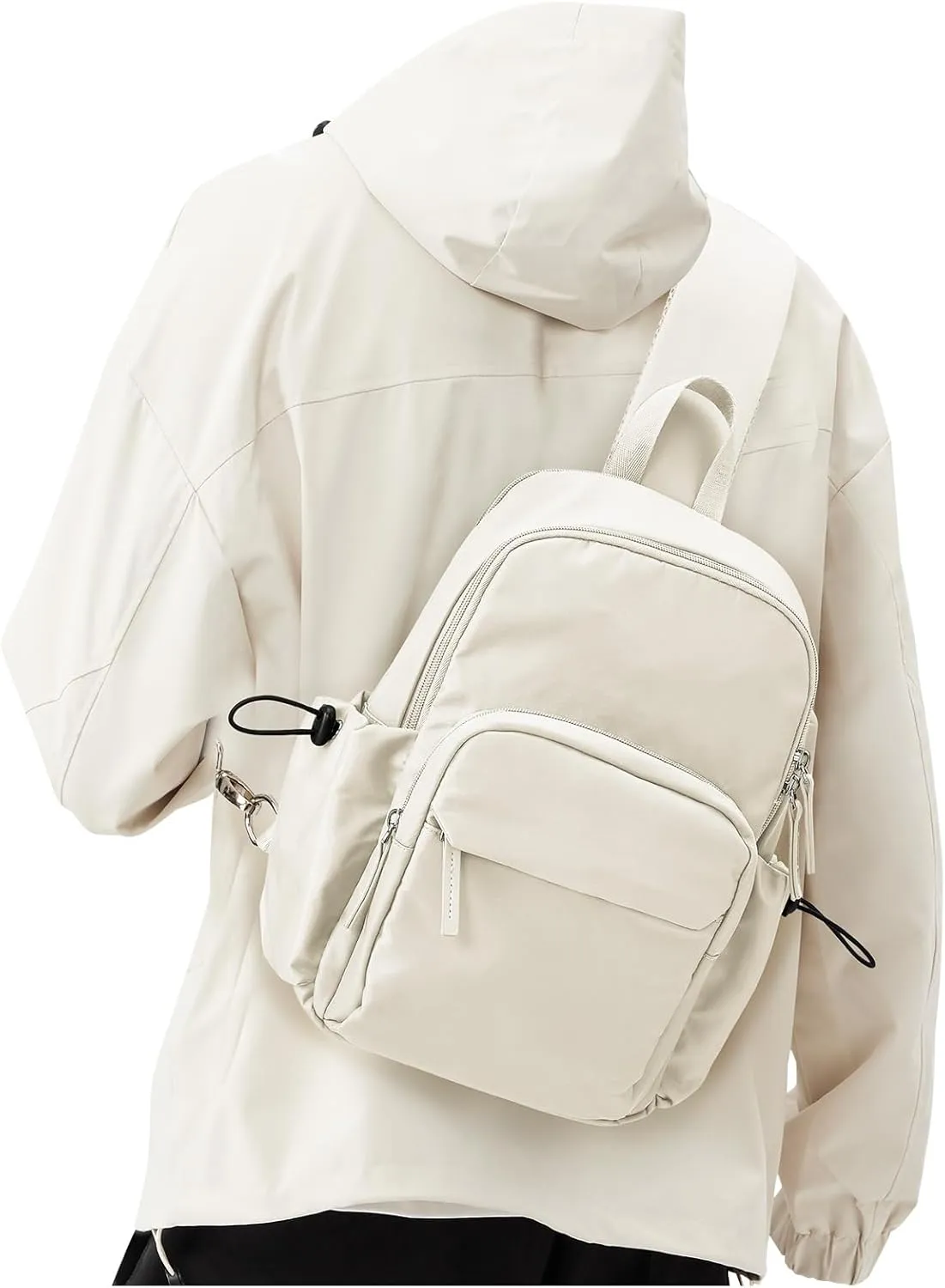 Sling Crossbody Bag for Men Women, Tactical Backpack Shoulder Daypack Mini Anti-Theft Motorcycle Chest Bags, Small One Strap Backpack for Casual Travel Hiking Outdoor Sports Off White