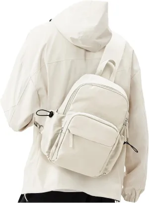 Sling Crossbody Bag for Men Women, Tactical Backpack Shoulder Daypack Mini Anti-Theft Motorcycle Chest Bags, Small One Strap Backpack for Casual Travel Hiking Outdoor Sports Off White
