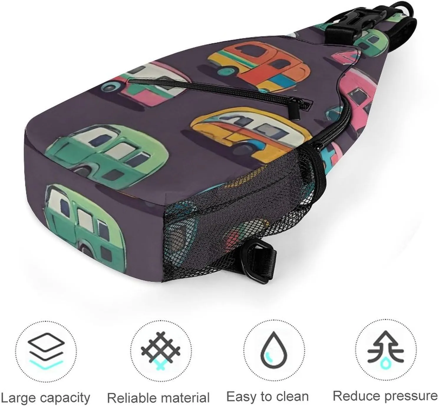 Sling Shoulder Backpack for Men Women Multipurpose Anti-Theft Outdoor Sport Daypack Travel Bag Tactical Satchel, Car Bus Art Crossbody Rucksack
