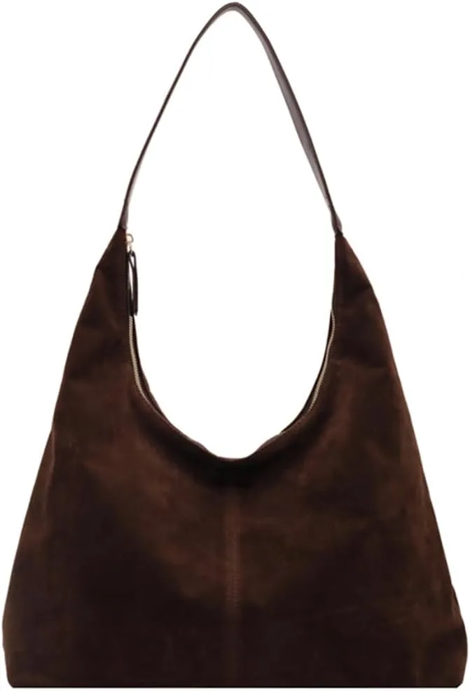 Slouchy Suede Shoulder Bags For Women Underarm Bag Womens Tote Bag Work Purses Crescent Bag Suede Handbag Travel Winter Fall