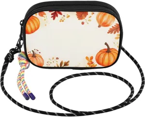 Small Crossbody Bags Harvest Pumpkins Leaf for Women Cell Phone Purses Shoulder Bag Handbag with Adjustable Strap