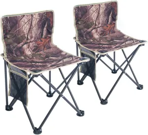 Small Heavy Duty Camping Chair, 220lbs Capacity, Non-Armrest Chair with Side Pocket, Durable 600D Oxford Fabric,and Comfortable for Outdoor Adventures, Camping Fishing, Backyard,Camouflage