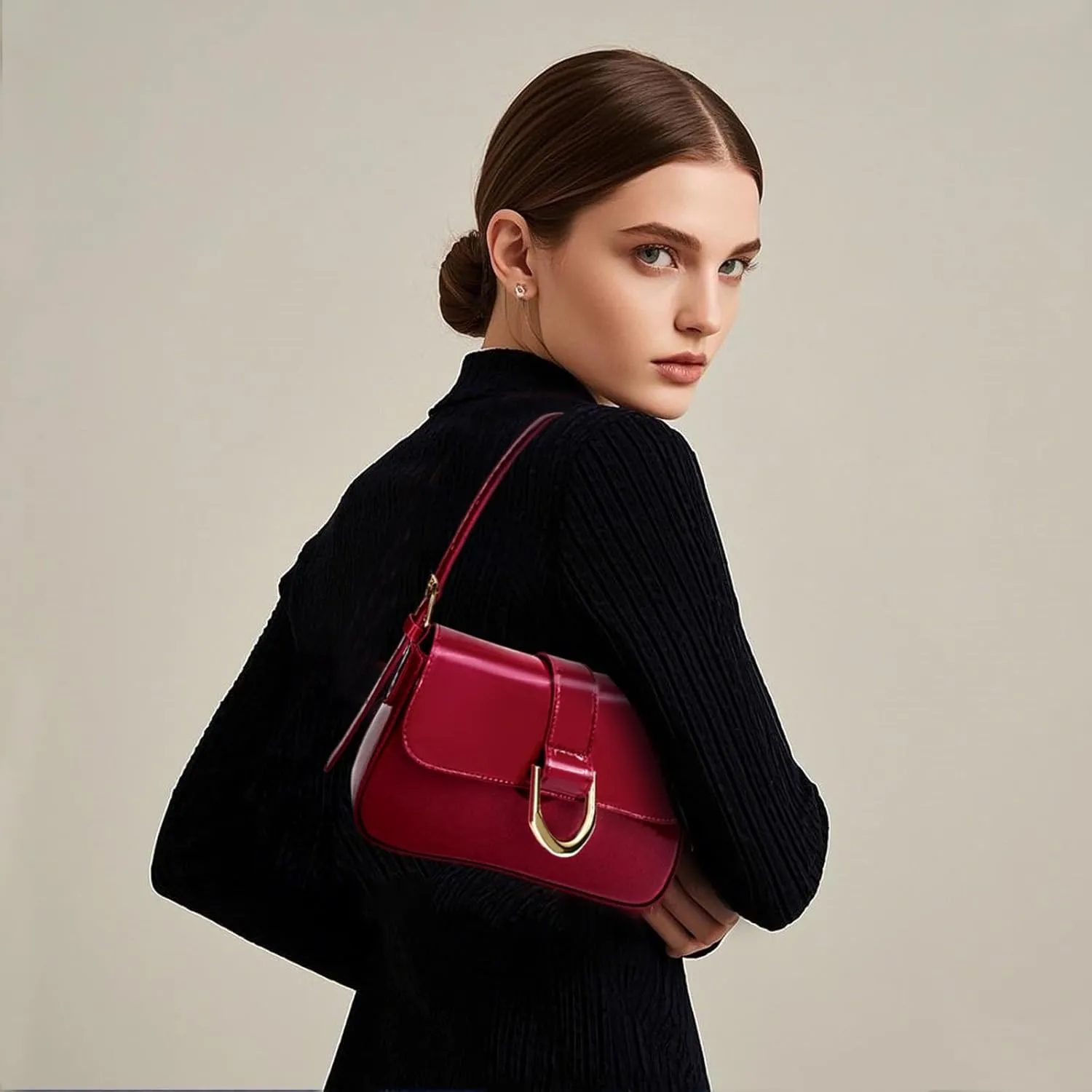 Small Shoulder Bag for Women, Red Retro Y2K Purse Trendy Crossbody Red Bag Handbag Top Handle Hobo Underarm Clutch bag 2025