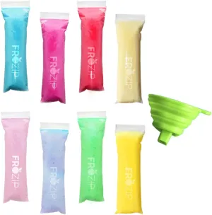 SMALL SIZE Frozip 125 Disposable Ice Popsicle Mold Bags| BPA Free Freezer Tubes With Zip Seals | For Healthy Snacks, Yogurt Sticks, Juice & Fruit Smoothies, Ice Candy Pops| Comes With A Funnel (5x2")