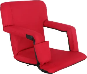 Smartxchoices Red Water Resistant Portable Padded 5-Reclining Stadium Seat for Bleachers Folding Stadium Chair with Cushion Backs and Armrest Custom Fit Sport Positions