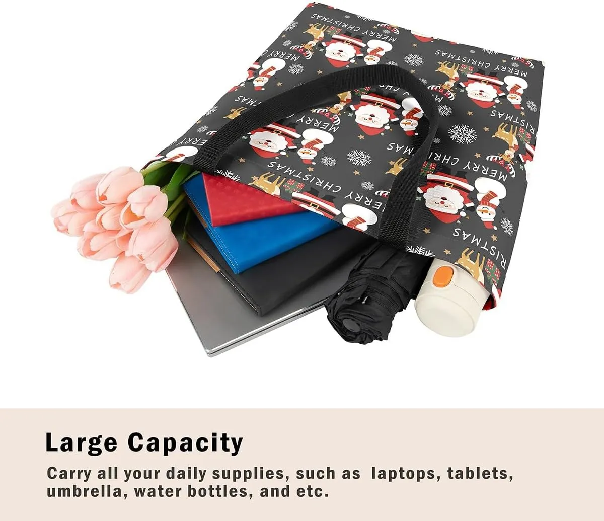 Snowman Canvas Tote Bag Christmas Tree Duffle Bag Women,Skiing Casual Reusable Handbag for Women