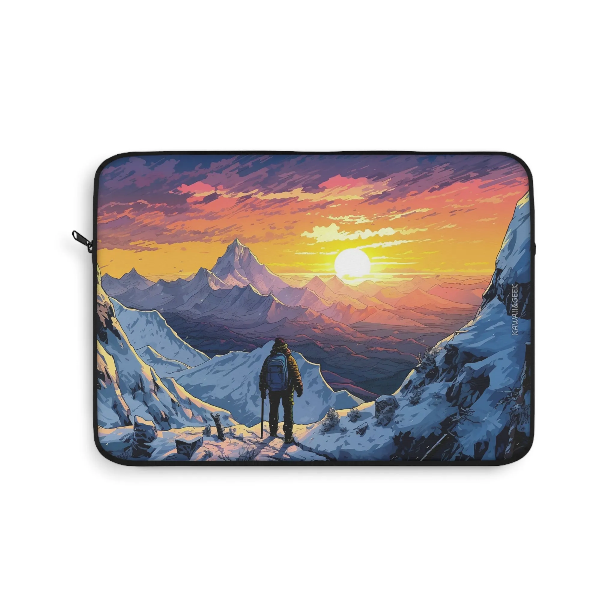 Snowy High Mountain Laptop Sleeve - Embrace Adventure with a Breathtaking Sunset Scene