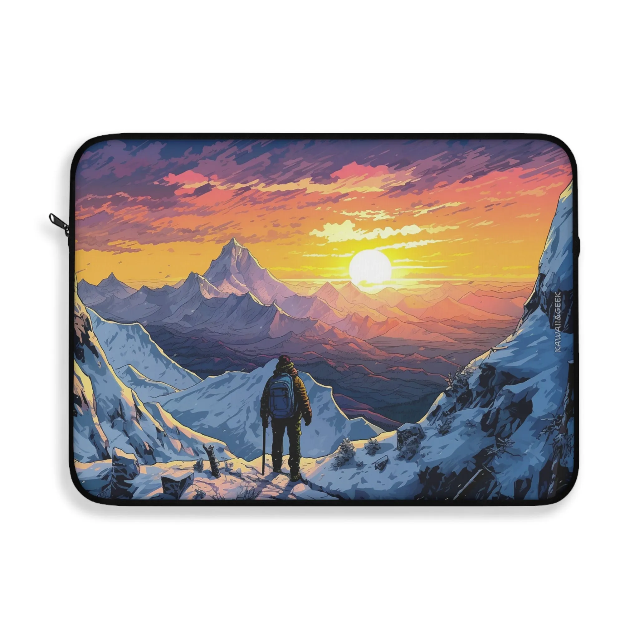 Snowy High Mountain Laptop Sleeve - Embrace Adventure with a Breathtaking Sunset Scene