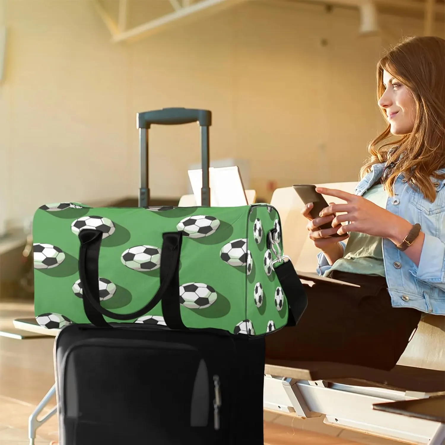 Soccer Ball Travel Bag for Men Women, Gym Duffle Bags for Travel, Carry On Luggage Bag, Weekender Overnight Workout Bags