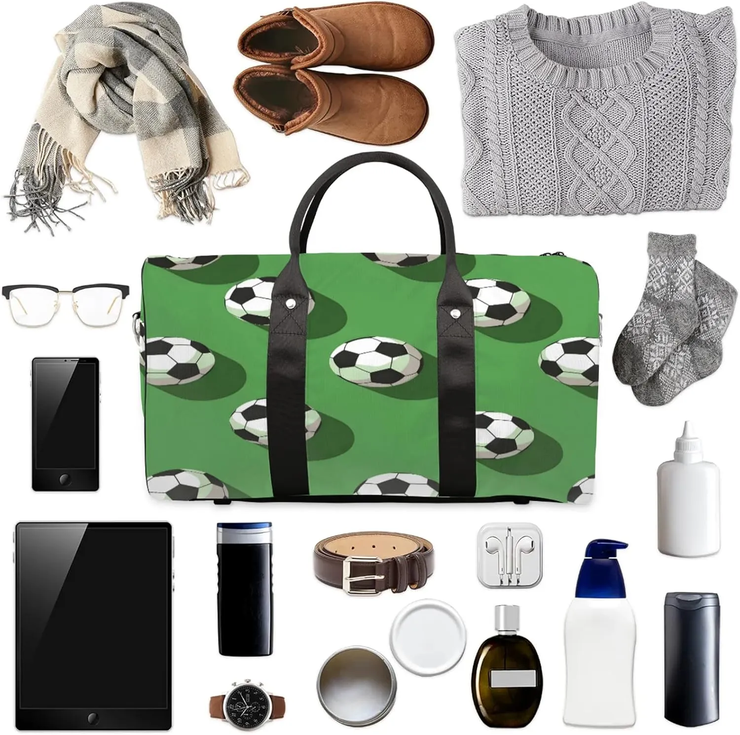 Soccer Ball Travel Bag for Men Women, Gym Duffle Bags for Travel, Carry On Luggage Bag, Weekender Overnight Workout Bags
