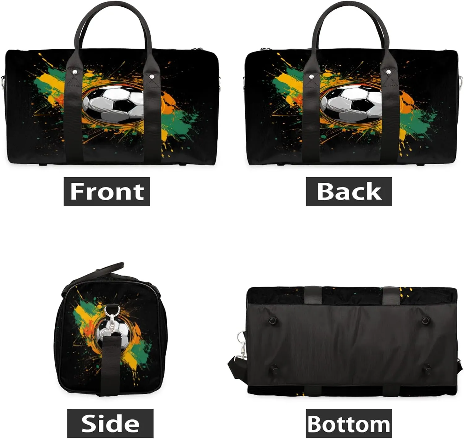 Soccer Football Travel Bag for Men Women, Gym Duffle Bags for Travel, Carry On Luggage Bag, Weekender Overnight Workout Bags
