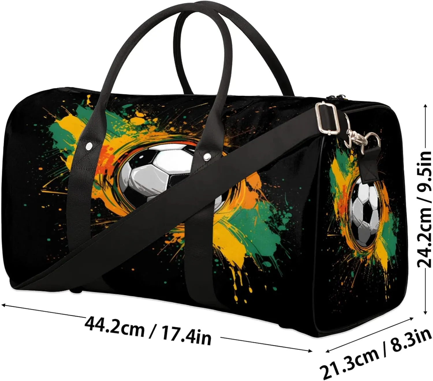 Soccer Football Travel Bag for Men Women, Gym Duffle Bags for Travel, Carry On Luggage Bag, Weekender Overnight Workout Bags