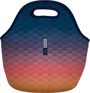 Sok It Lunch Tote Zippered Bag Insulated Neoprene Caddy (Hexagon Sunset, Large 4.5 Quart Lunch Tote)