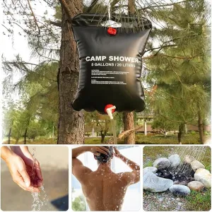 Solar Shower Bag, 5 Gallons/20L Camping Shower Bag, Portable Shower Bag with Removable Hose and On-Off Switchable Shower Head for Camping Beach Swimming Outdoor Traveling