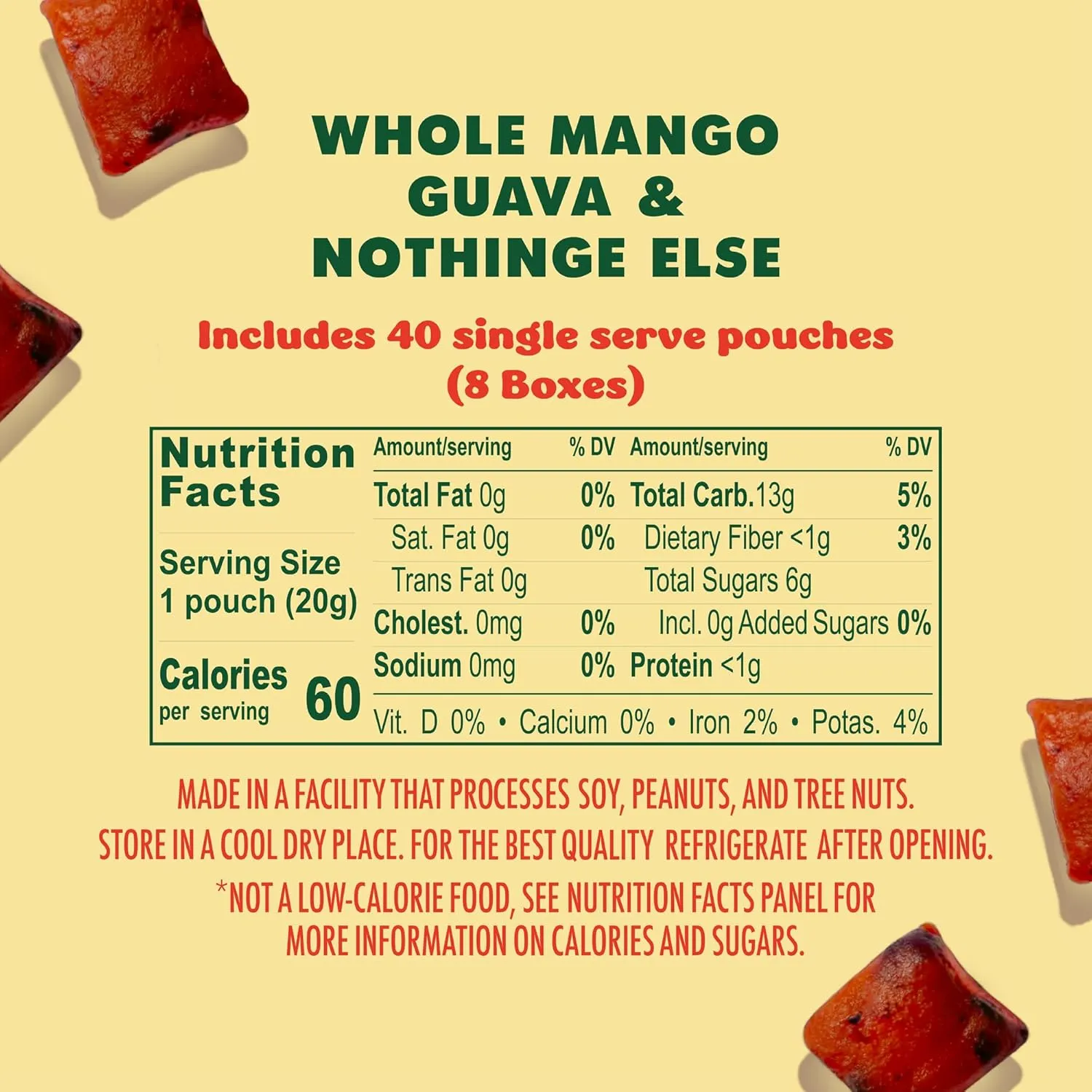 SOLELY - Organic Mango & Guava Whole Fruit Gummies (Pack of 8 Boxes, 5 Bags per Box) - Real Fresh Fruit - Healthy Snacks for Adults & Kids - Non GMO, Vegan Snacks, Shelf Stable - 40 Bags (3.5 oz)