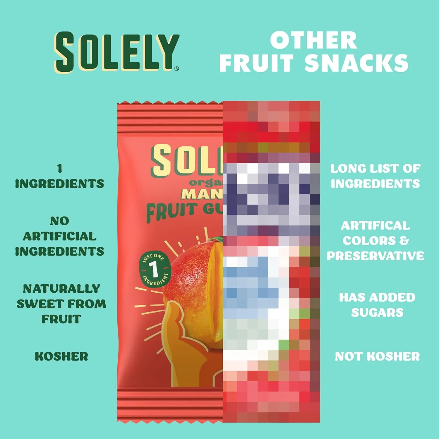 SOLELY - Organic Mango Whole Fruit Gummies Variety Pack (4 Flavors, 5 Bags per Box) - Real Fresh Fruit - Healthy Snacks for Adults & Kids - Non GMO, Vegan Snacks, Shelf Stable - 20 Bags (3.5 oz)