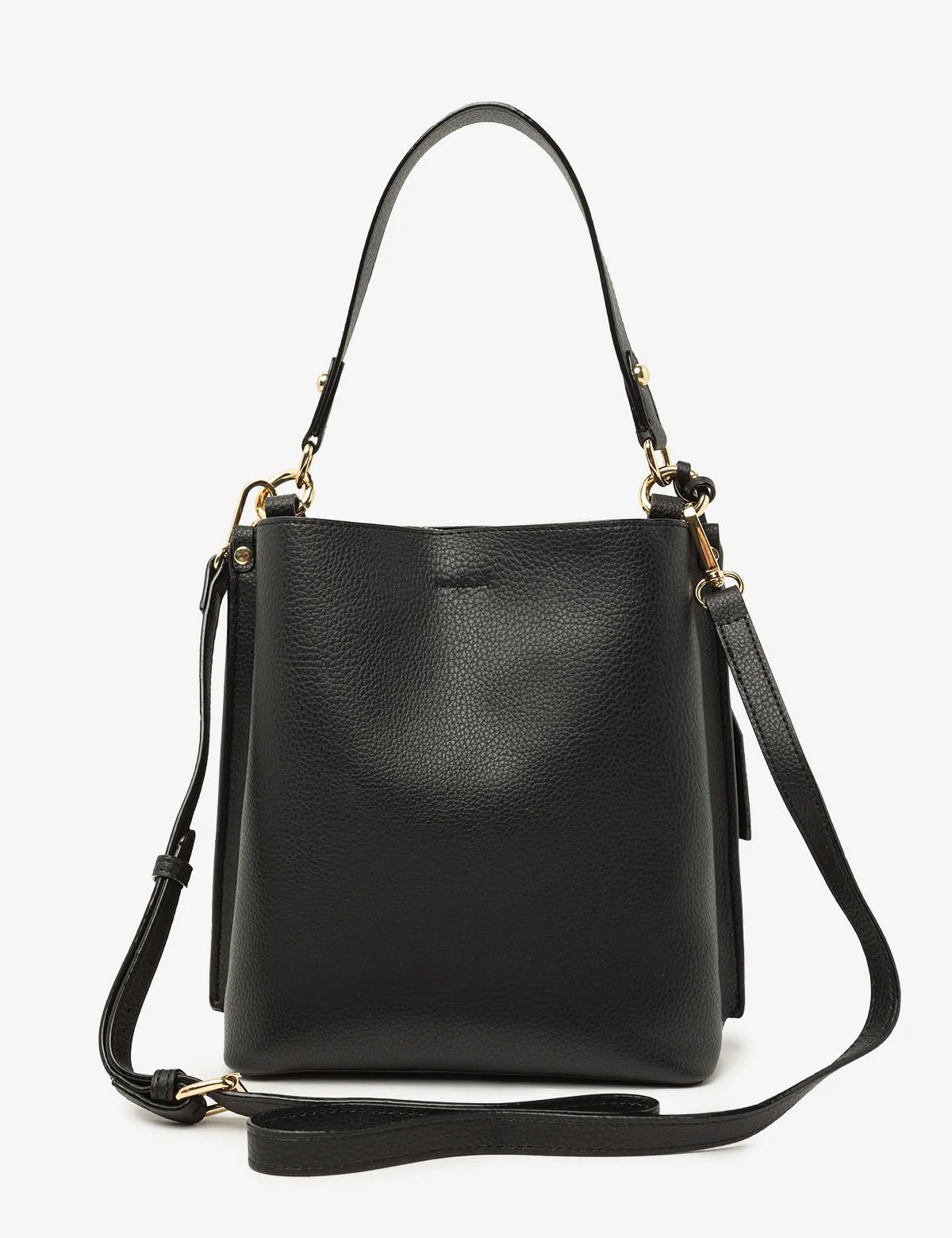 SOLID BUCKET BAG WITH CROSSBODY STRAP