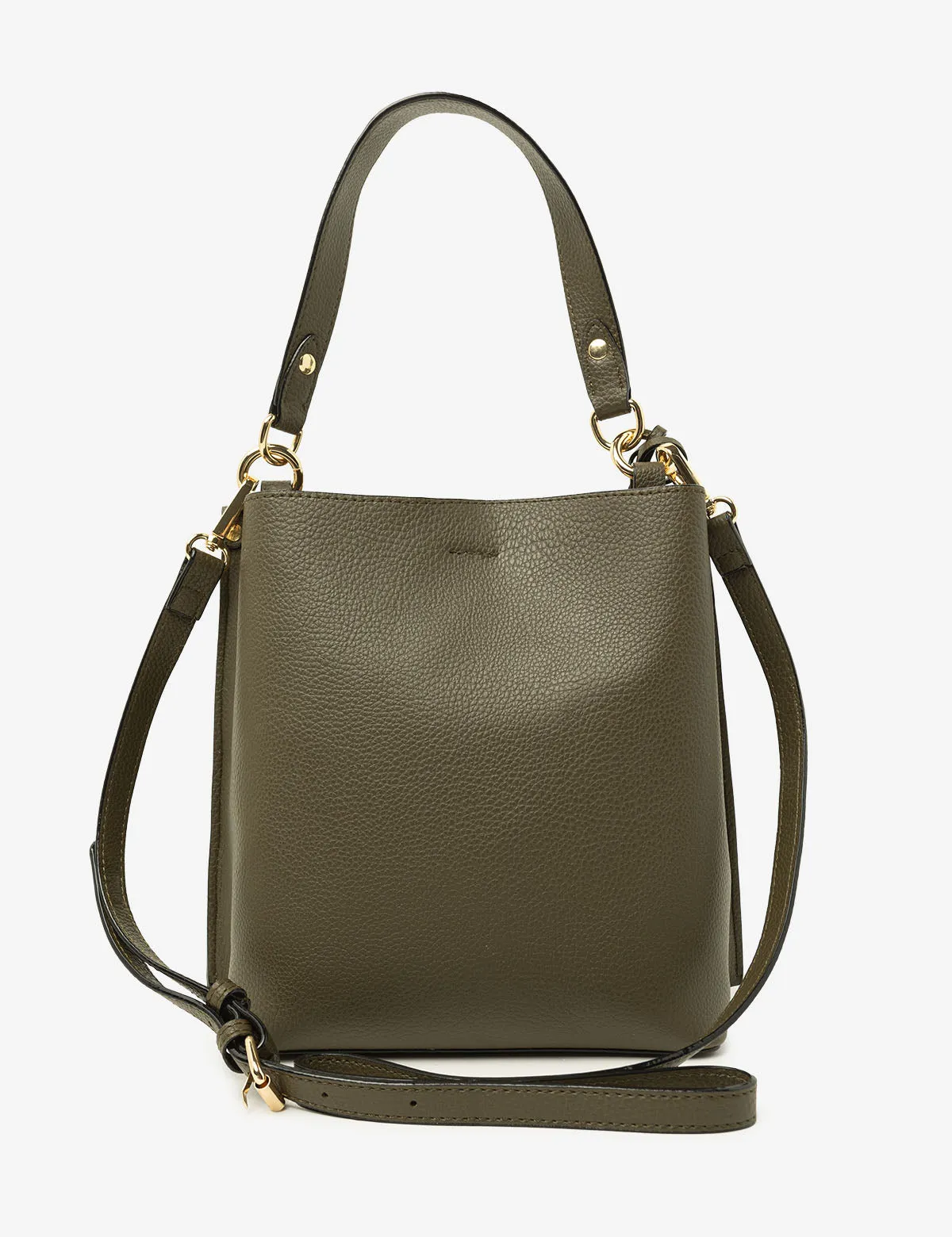 SOLID BUCKET BAG WITH CROSSBODY STRAP
