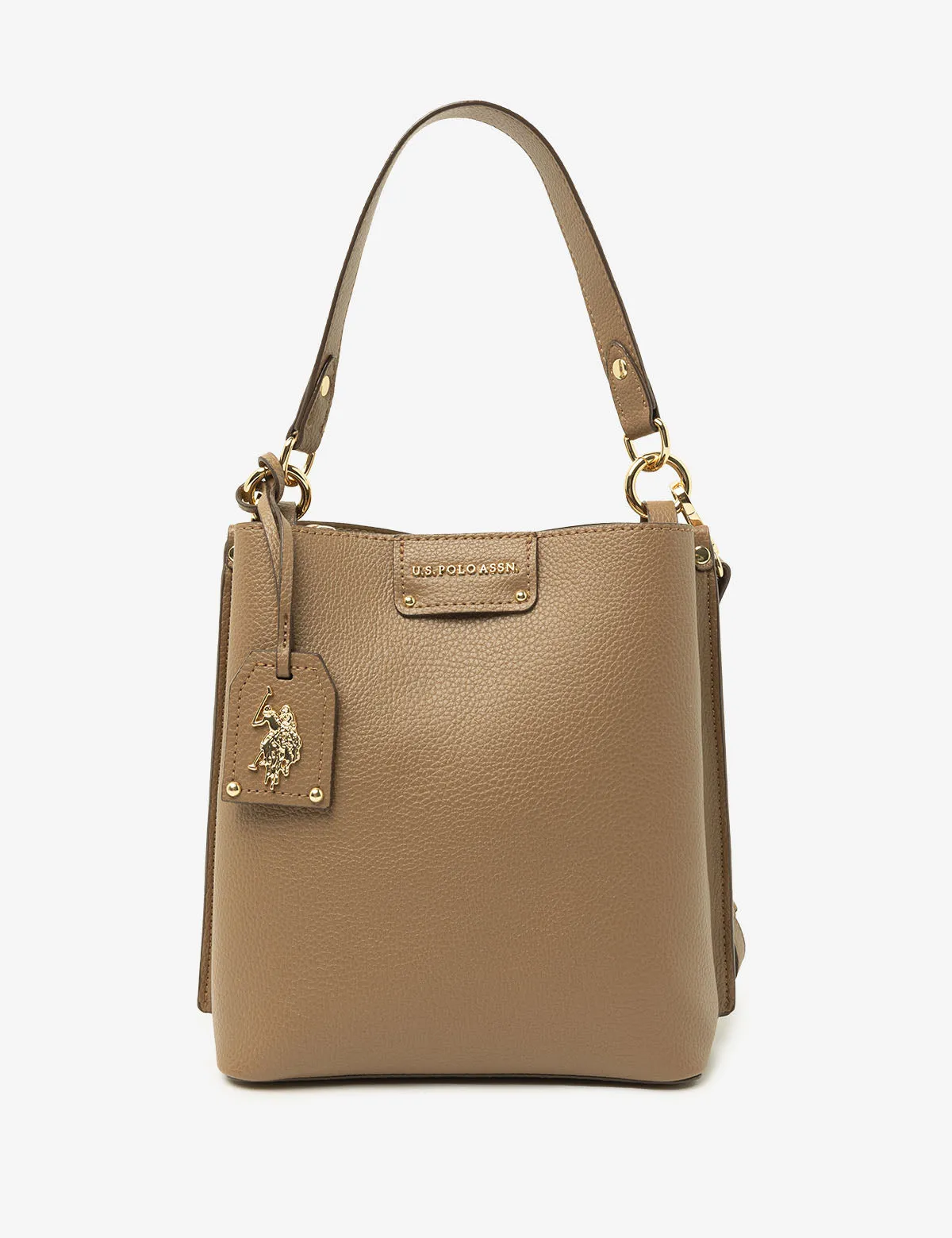 SOLID BUCKET BAG WITH CROSSBODY STRAP