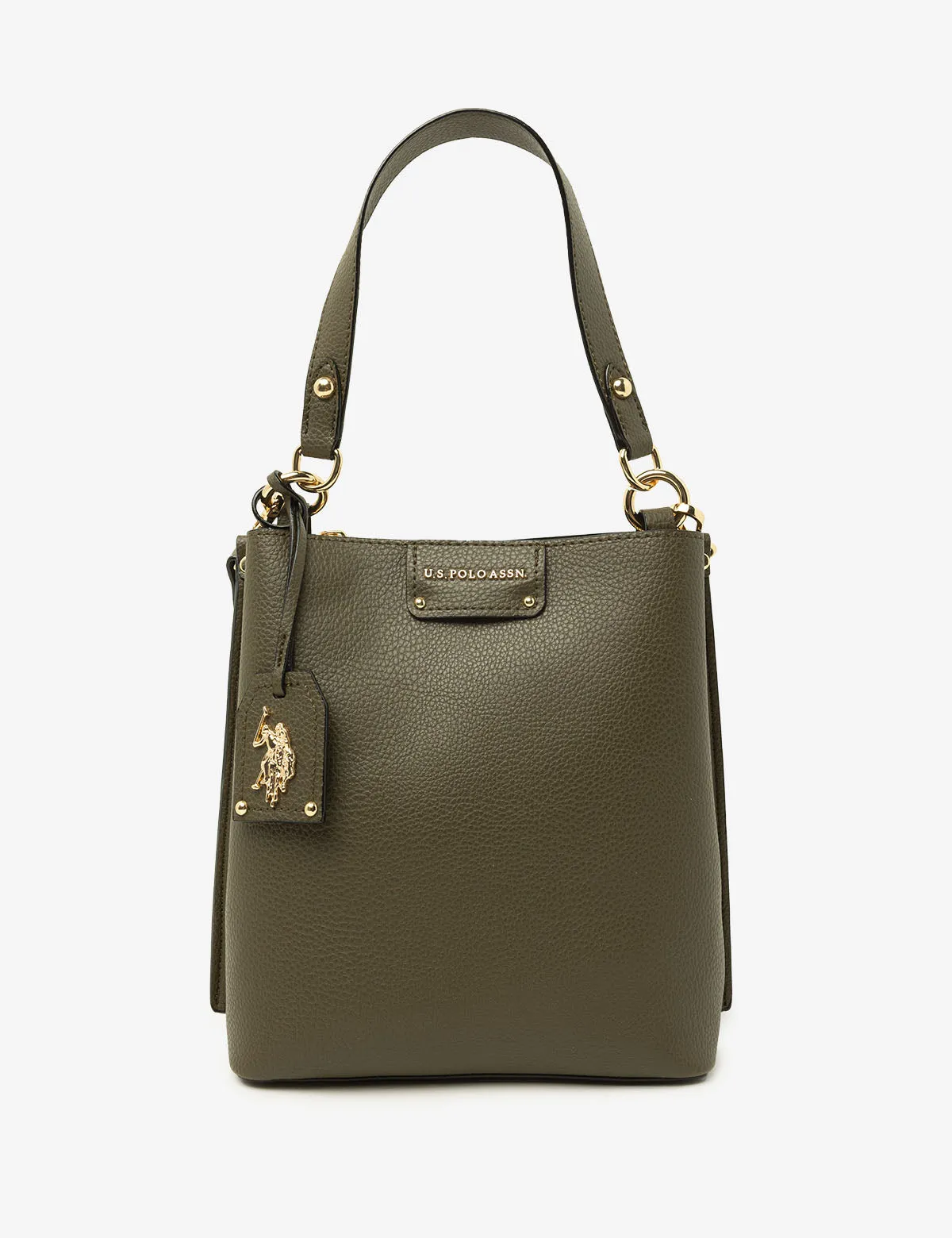 SOLID BUCKET BAG WITH CROSSBODY STRAP